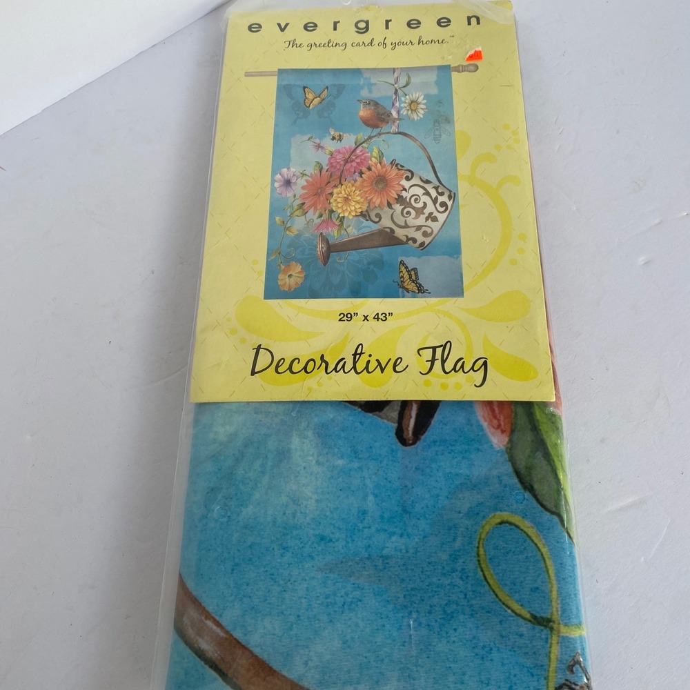 Evergreen Decorative Flag 29x43 Blue New Flower Power Bird Butterfly